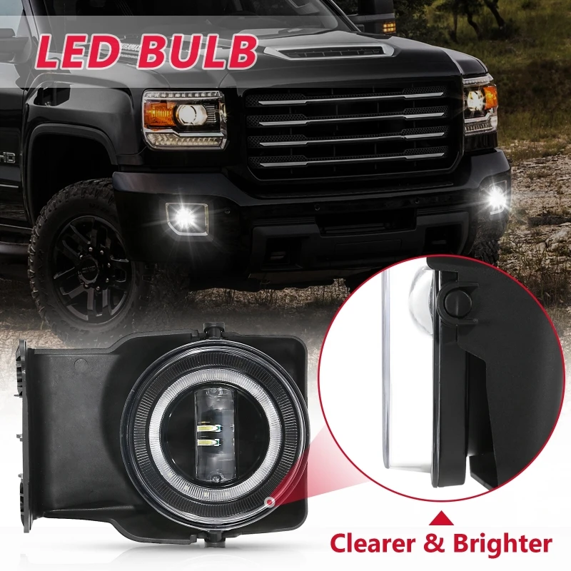 

2Pcs/set LED Fog Light Daytime Running Light fit for GMC Sierra 1500 2500 3500 2003-2006 Heavy Duty Pickup Bumper Fog Lights