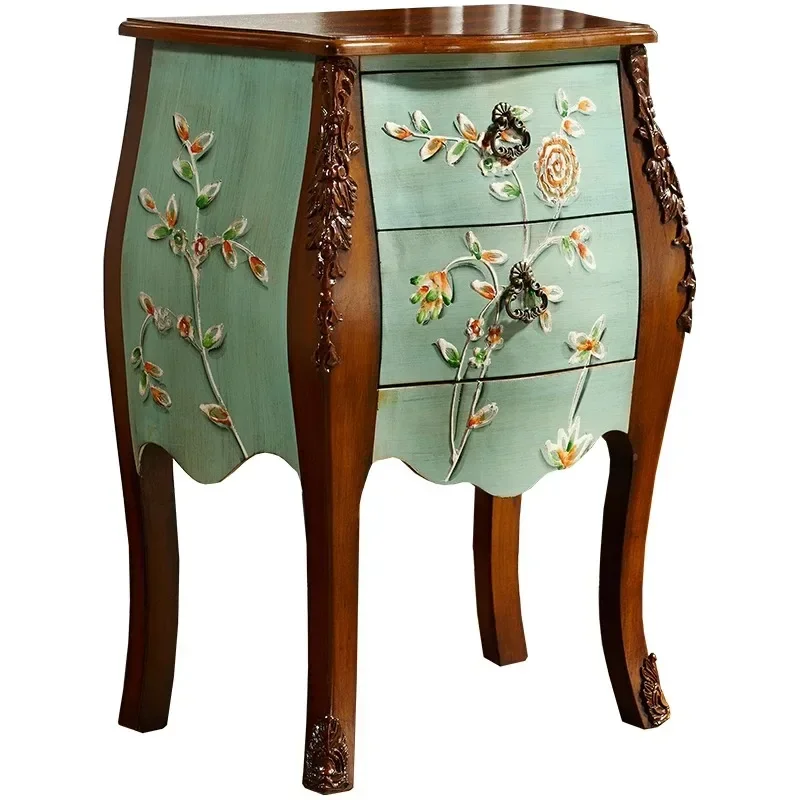 

American ins small side table, bedside square coffee table solid wood corner edge cabinet,