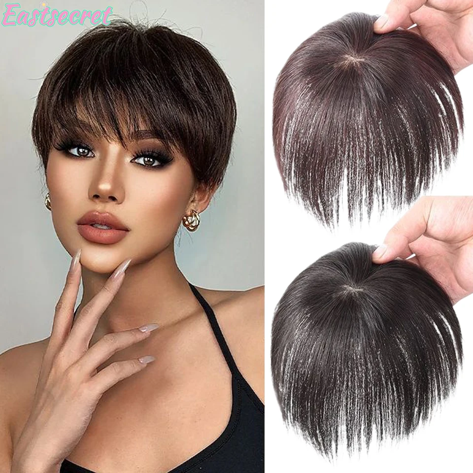 EASTSECRET Mid Split Fake Bangs Natural 3D French Bangs Wigs Hair Patches And Women's Fake Flowing Bangs