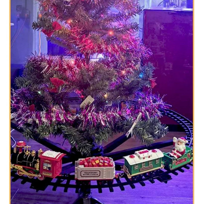 [Natale limitato] Auto ferroviaria natalizia creativa Suono elettrico e luce appesa albero di Natale treno Regalo di Natale per bambini