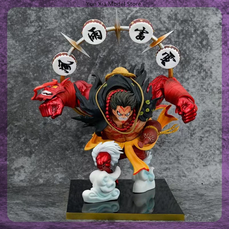 Luffy Fourth Gear Kabuki Thunder Attack Anime Figure Model Statue Collection, Décoration de bureau, Ornement, Jouet Cadeau, 33cm, 1 Pc