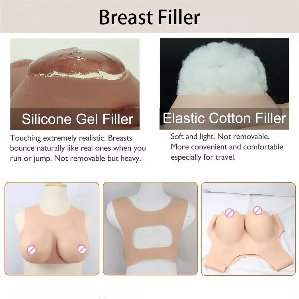 Silicone Breast Forms with Fake Vagina Pants Set Realistic Fake Boobs Pussy Buttock Enhancer for CosplayCrossdresser Transgender