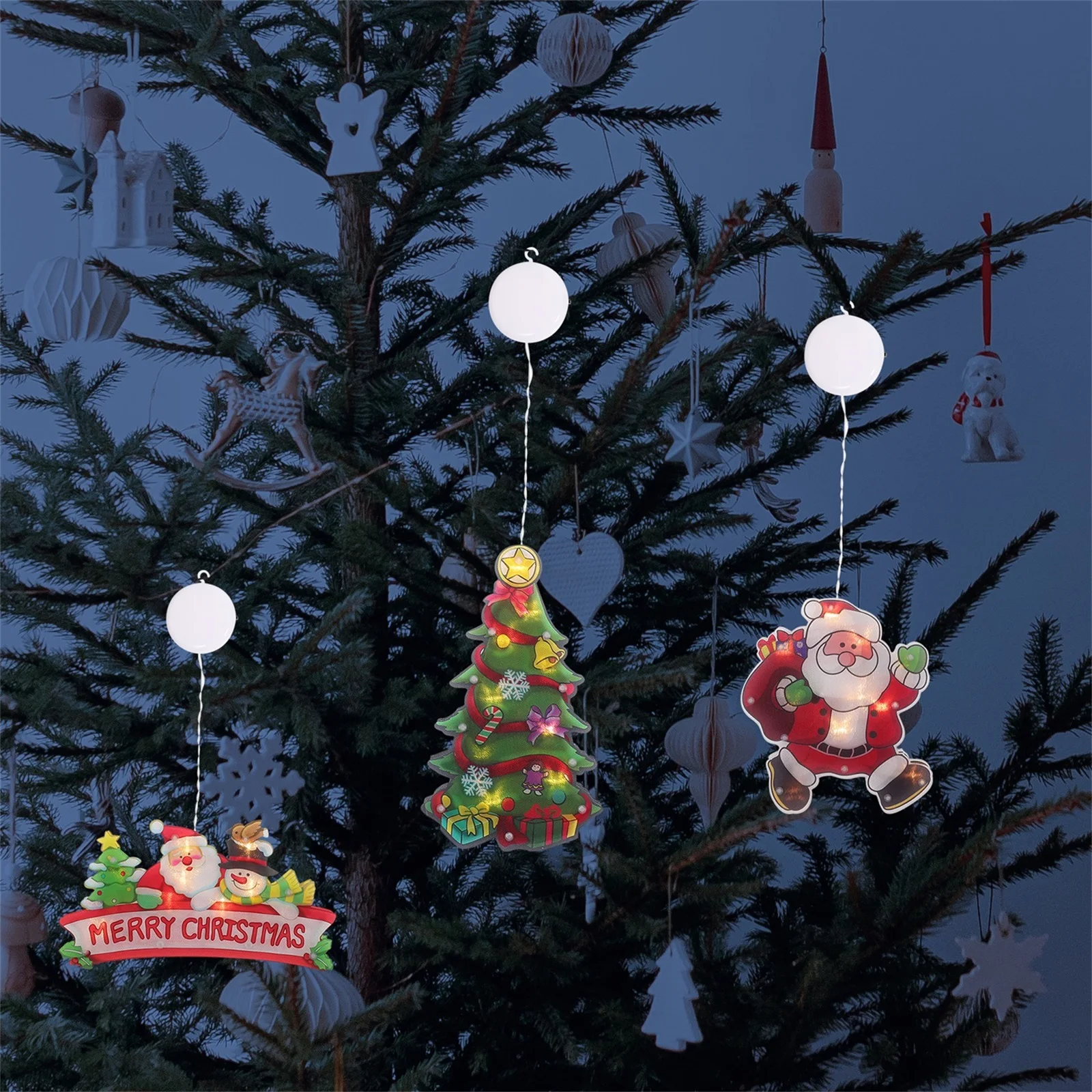 

3Pcs Festive Christmas Light Decorative Lamp Window Ornament Party Decor