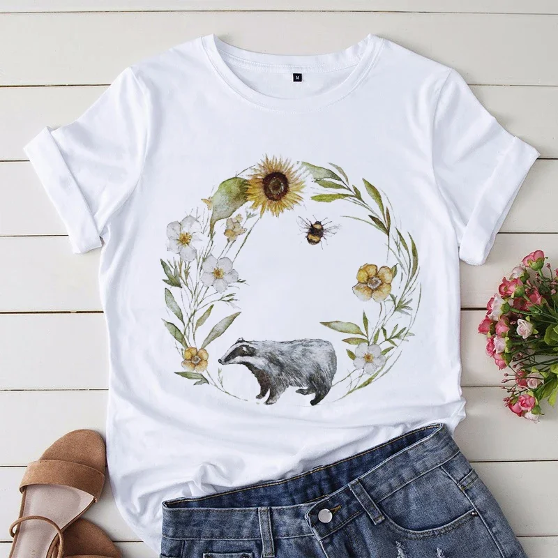 Women Summer Clothes Cartoon Cute Birds Graphic Printed Ladies Casual Summer Fashion Short Sleeve Tshirt Female Tops
