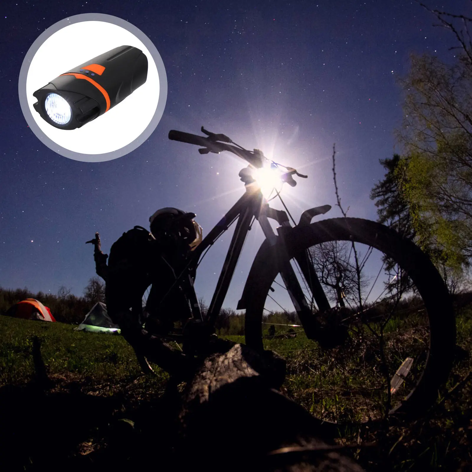 

1pc 【】Usb Rechargeable Bike Front Light Abs Waterproof Bicycle Headlight Night Riding Lamp Outdoor Safety Light Accessory For