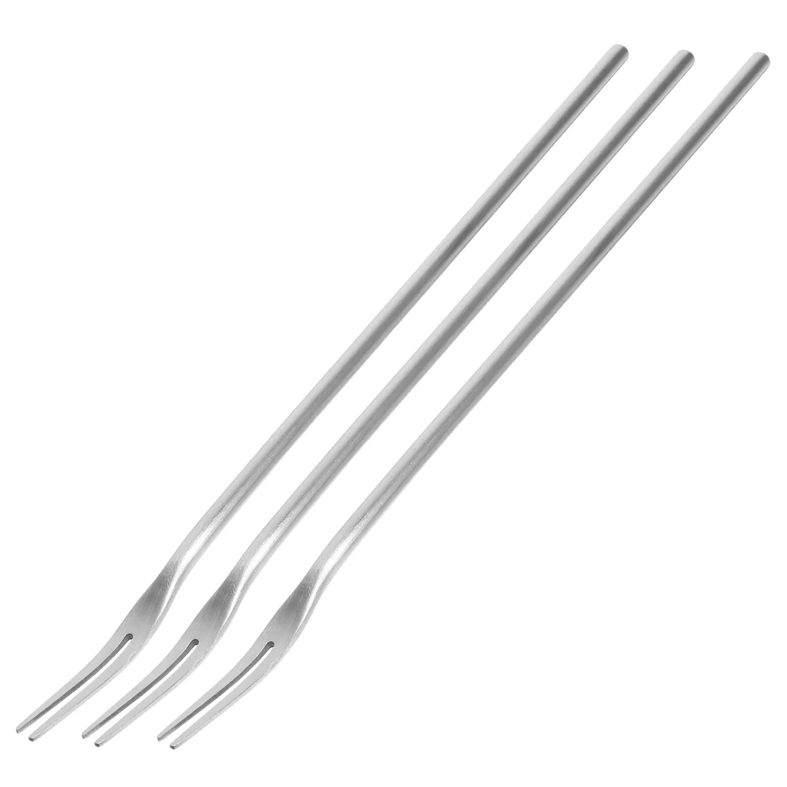 3Pcs Stainless Steel Fruit Forks Long Handle Two Prong Pickle Picker Dessert Forks for Wedding Snacks Party Fork for Fruit