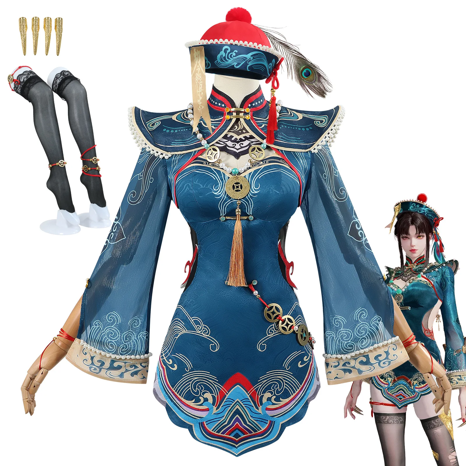 

New Naraka: Bladepoint Cos Costume Little Zombie Jade Linglong Ink Runway Cosplay Two-dimensional Animation Character Costume