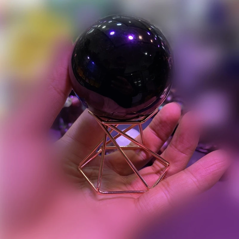 L21A โลหะสำหรับเลนส์คริสตัล Ball Sphere Globe ผู้ถือ Swirl ขาฟองน้ำแต่งหน้า Organizer Rack Home Decor