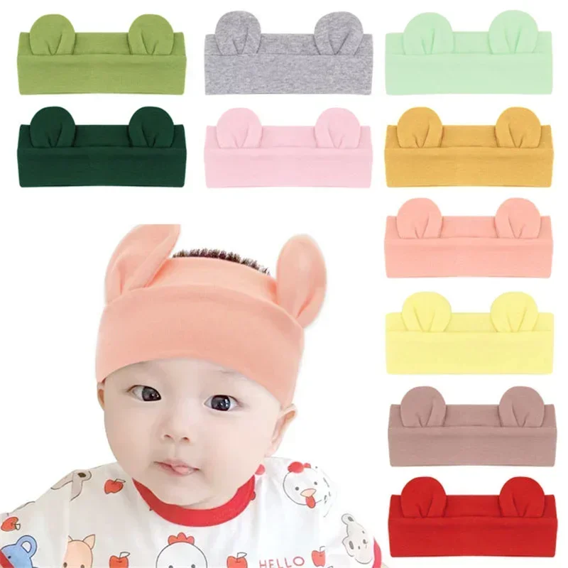 Fashion Bear Ear Hair Girls Headbands Cute Baby Elastic Hair Band for Children Solid Turban Kids Hair Accessories