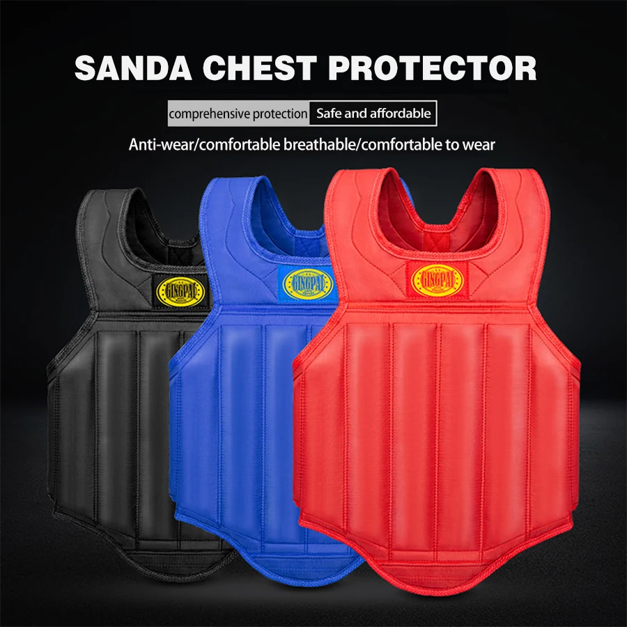 S-XXL New Thickened MMA Chest Protector Sanda Wrestling Chest Support Protective Gear Boxing Sparring Fighting Body Protector