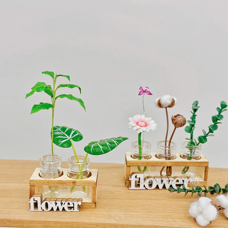 Dollhouse Miniature Items Wooden Flower Stand Landscape Ornaments Are 1/6 BJD/Blyth/OB11 Furniture Decoration Accessories