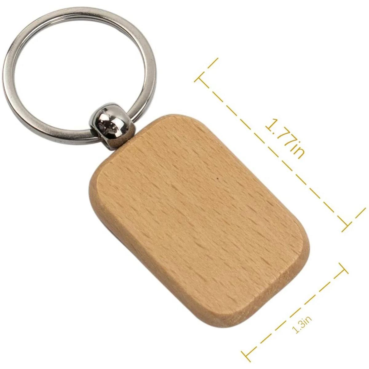 60Pcs Blank Wooden Wooden Keychain DIY Wooden Keychain Key Tag Anti-Lost Wood Accessories Gift