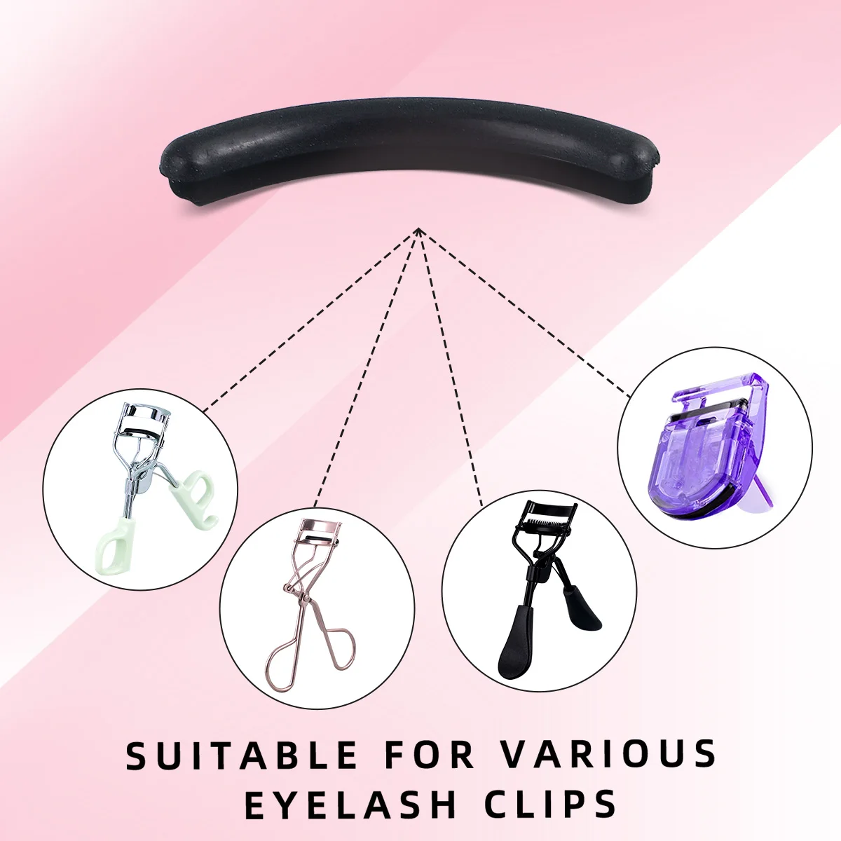 1 draagbare wimperkruller met 5 siliconen pads, roestvrijstalen wimperkruller, vormt permanent grote ogen.