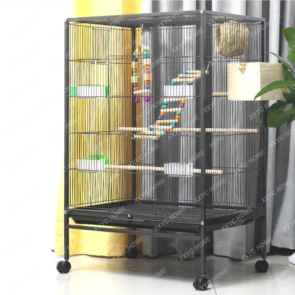 Casita de periquitos de cacatúa, parque infantil para loros, centro de actividades, jaula grande de Metal para pájaros con soporte de madera para Conures Lovebird
