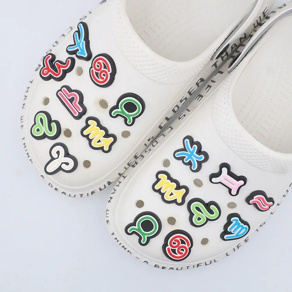 

Shoe Accessories Charms Cute Cartoon Twelve Constellation Shoe Decoration Buckles Pvc Colorful Ornament Children New Year Gift