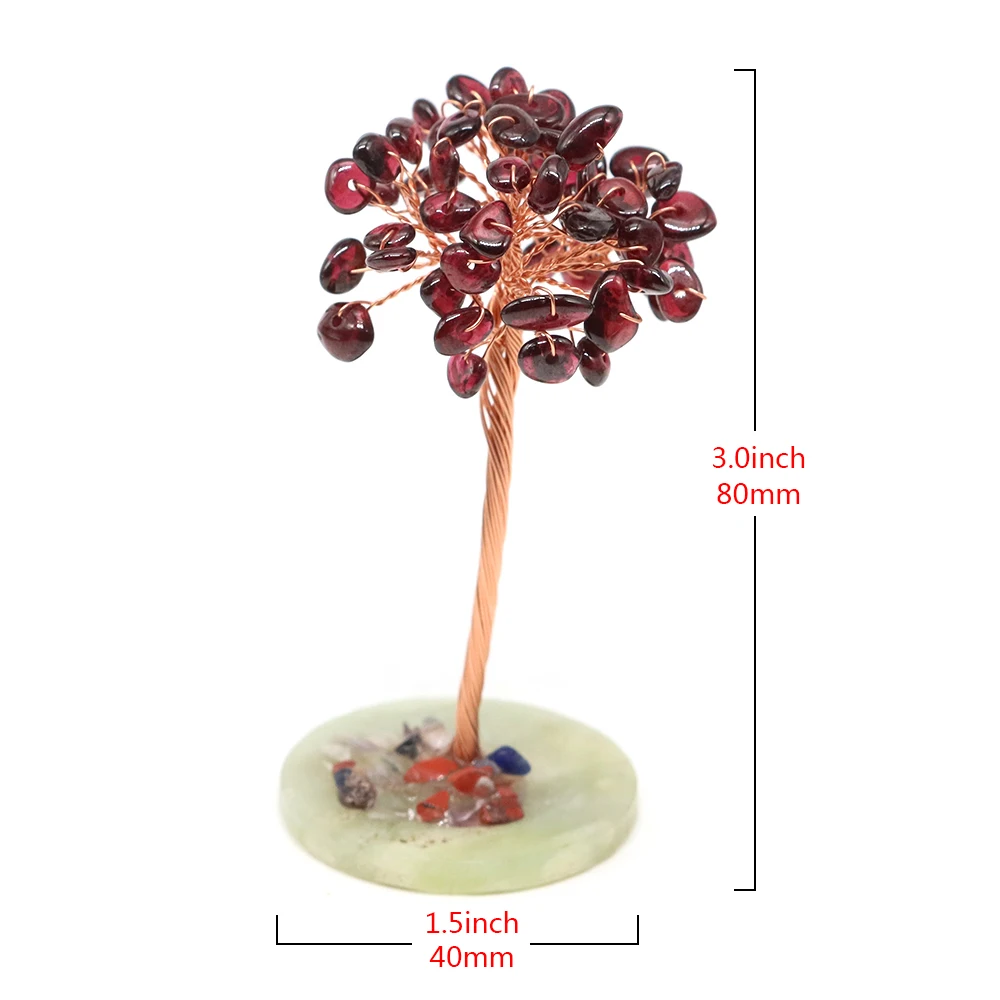 Mini Crystal Money Tree Natural Stones Crafts Gemstone Reiki Chakra Copper Wire Wrapped Trees Plants Feng Shui Home Room Decor
