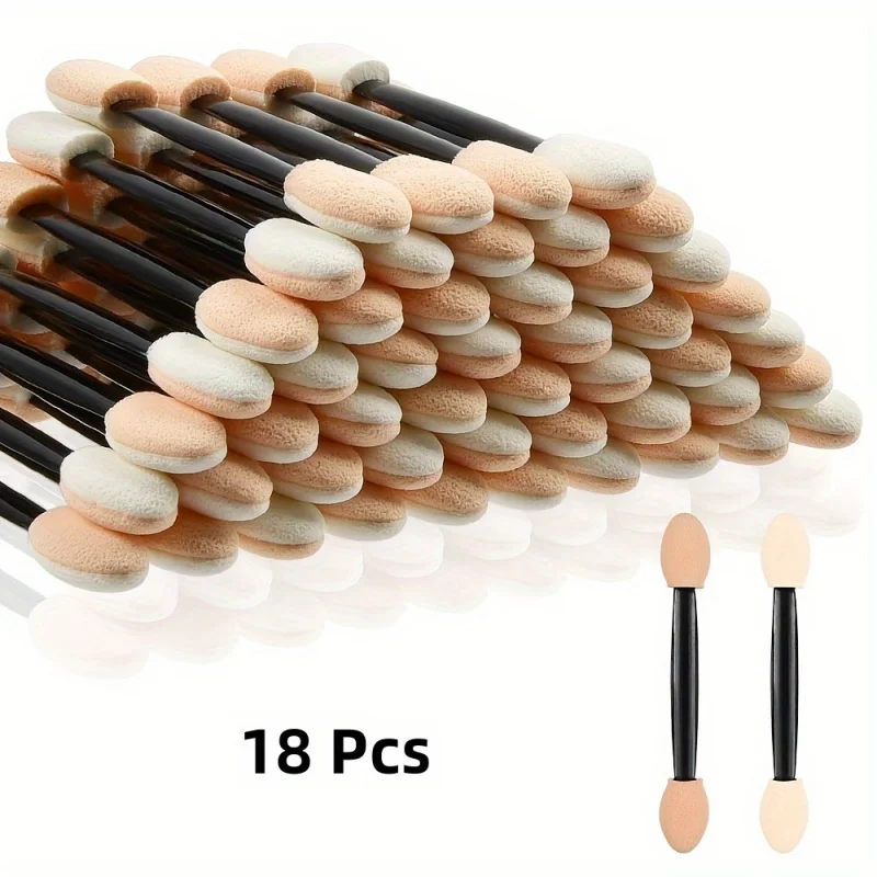 18 Double-sided Eyeshadow Brush - Short Sponge Head Design, Easily and Evenly Apply Makeup - Exclusive for Women - Black