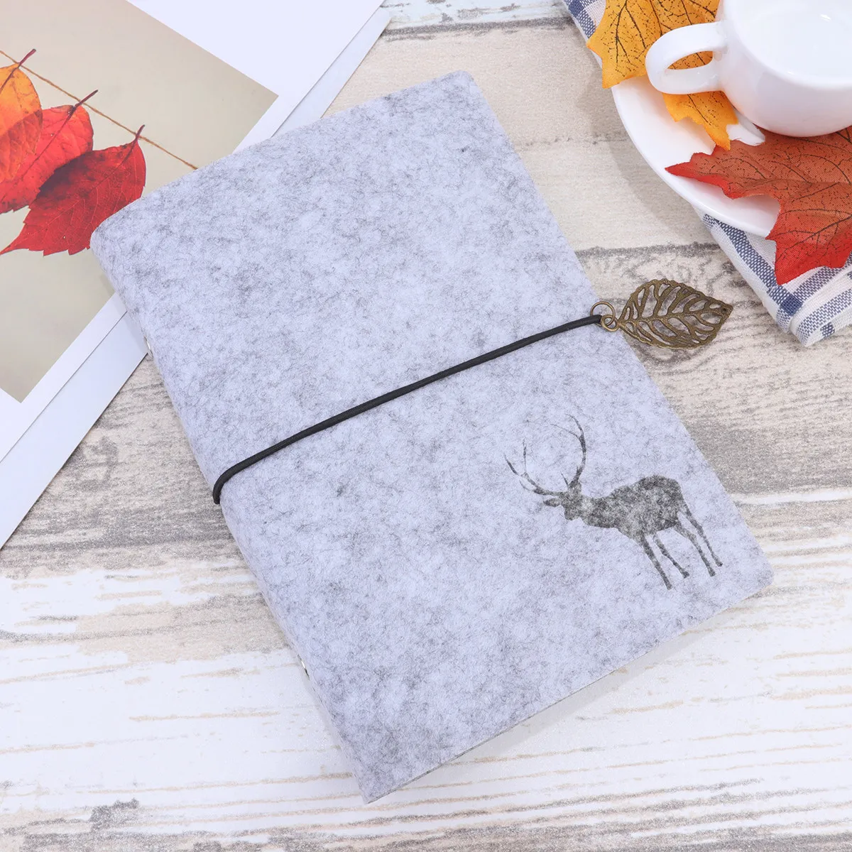 

Felt Cover Notebook A6 Light Grey Simple Elegant Design for Travel Journal Poetry Creative Writing Sketching Diary Students