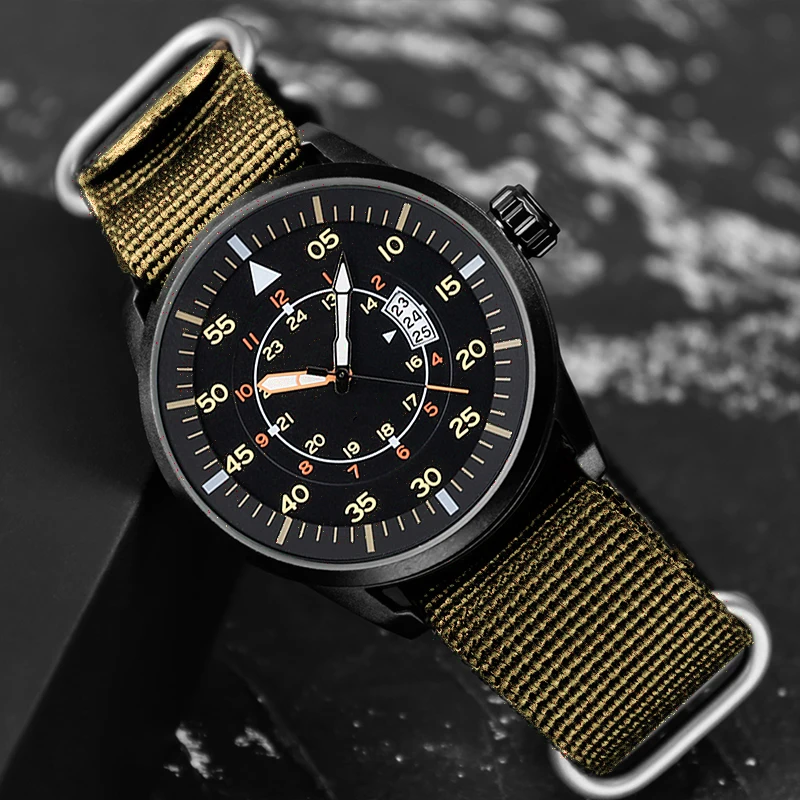 ADDIESDIVE Fashion Mens Quartz Watch Nylon Strap Round Hardlex Dial Window Watches 50M Waterproof Wirstwatches Relogio Masculino