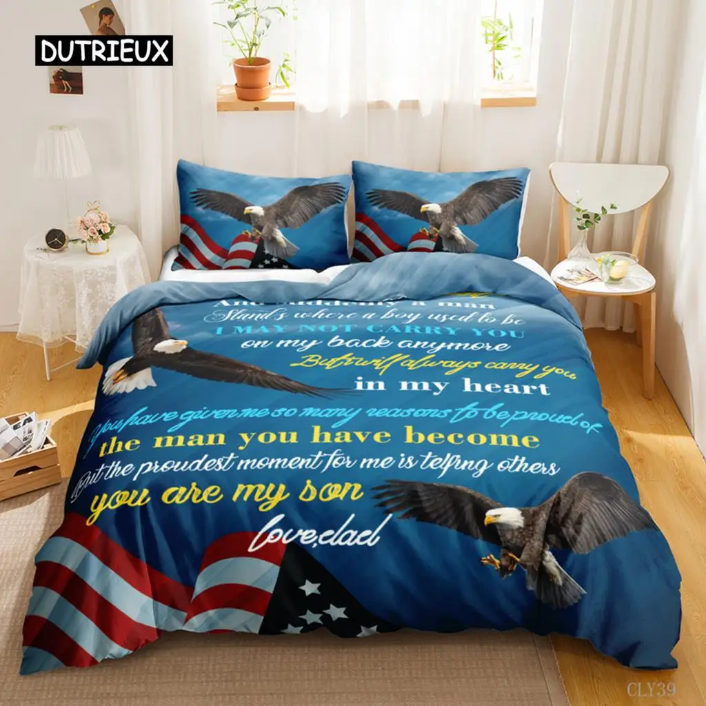 Letter To Son Duvet Cover Set Quote Saying Well-Known Saying Aphorism Bedding Set Inspirational Letters Polyester Qulit Cover