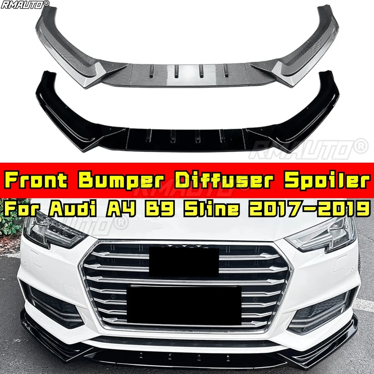 

For Audi A4 B9 Sline 2017-2019 Modification Front Bumper Splitter Front Bumper Guard Protector Front Spoiler Car Accessories