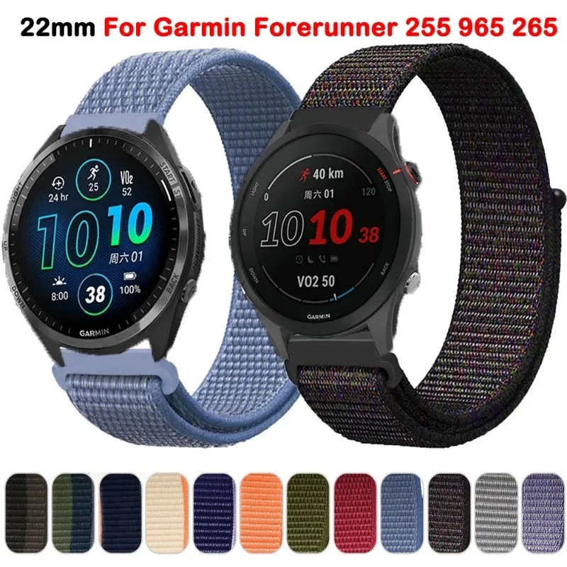 Nylon Loop For Garmin Forerunner 255 265  Bracelet For Garmin Vivoactive5 4/Venu 2 3 3S/ 22mm 20mm Strap