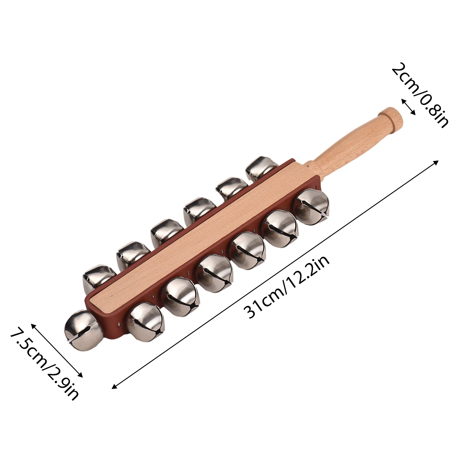 أجراس جلجل يدوية أجراس مزلقة يدوية شاكر خشبي أجراس جلجل عصا أداة قرع موسيقية أجراس لهدايا حفلات عيد الميلاد