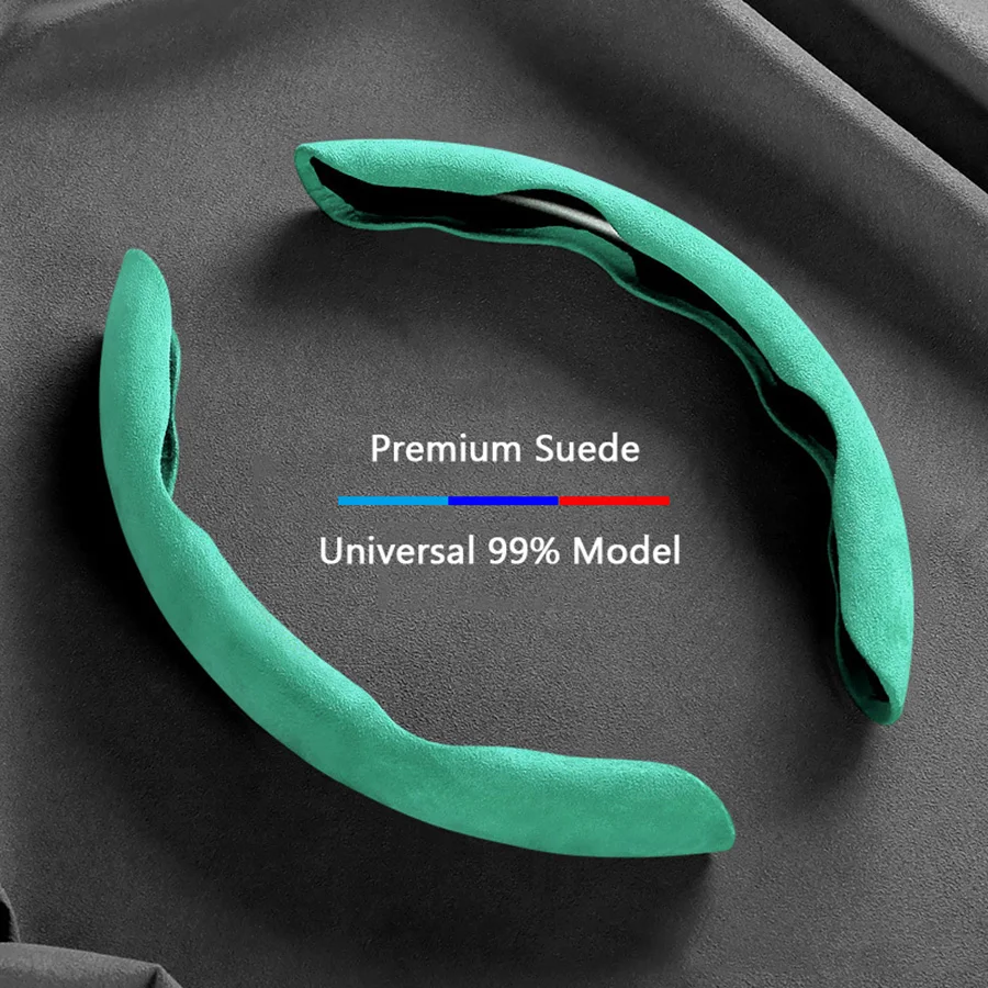 

New 2 Halves Car Steering Wheel Cover Suede Universal 38CM 15inch Fur Material Wheel Booster Cover Anti-skid Accessories -Grey