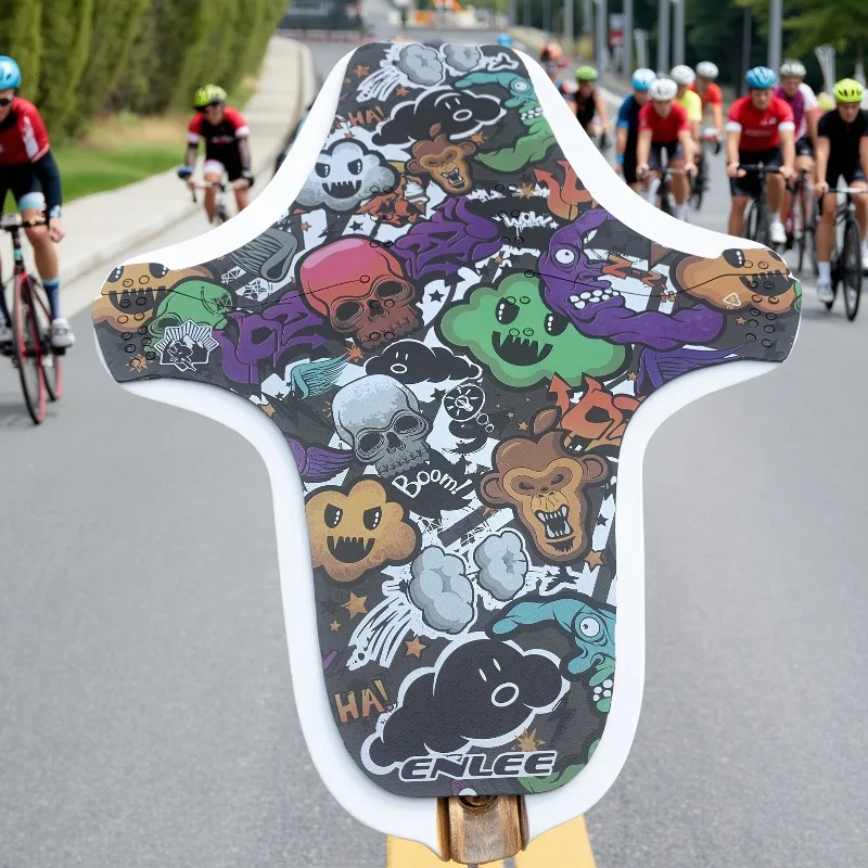 MaxRenard Quick-Fit Graffiti Bicycle Fender Durable PP Material Fit for Front Rear Wheels Halloween Themed Design with Spooky