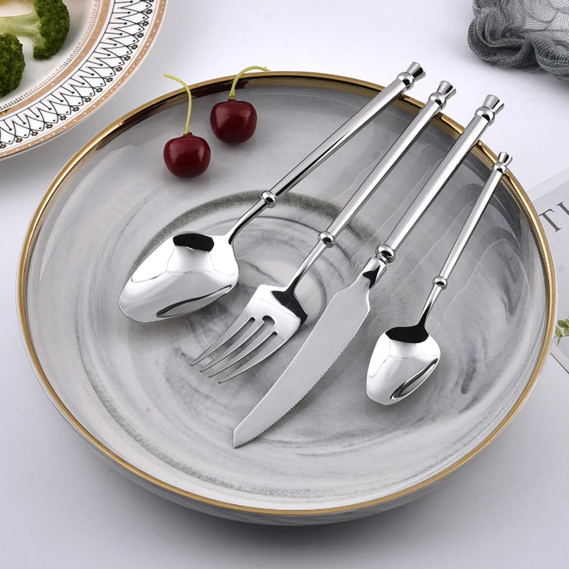 

304 Stainless Steel European Tableware, Luxury Knife, Fork, Spoon, European Vintage, Steak, Soup, Dessert, Coffee Spoon Set