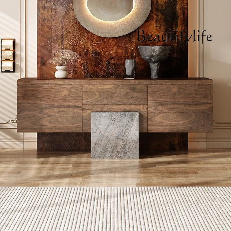 

L French retro marble dining side cabinet living room simple modern exhibition hall walnut furniture