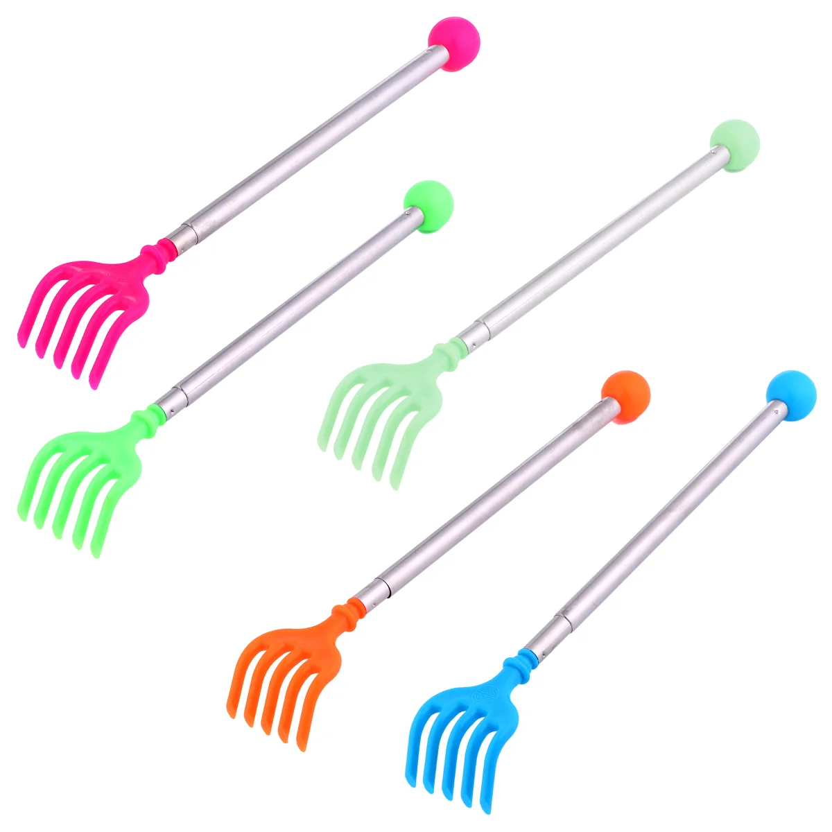 

5 Pcs Telescopic Scratcher Back Massager Scraper Tool Tickle Scratching Plastic Stainless Steel Itch-Relief Retractable