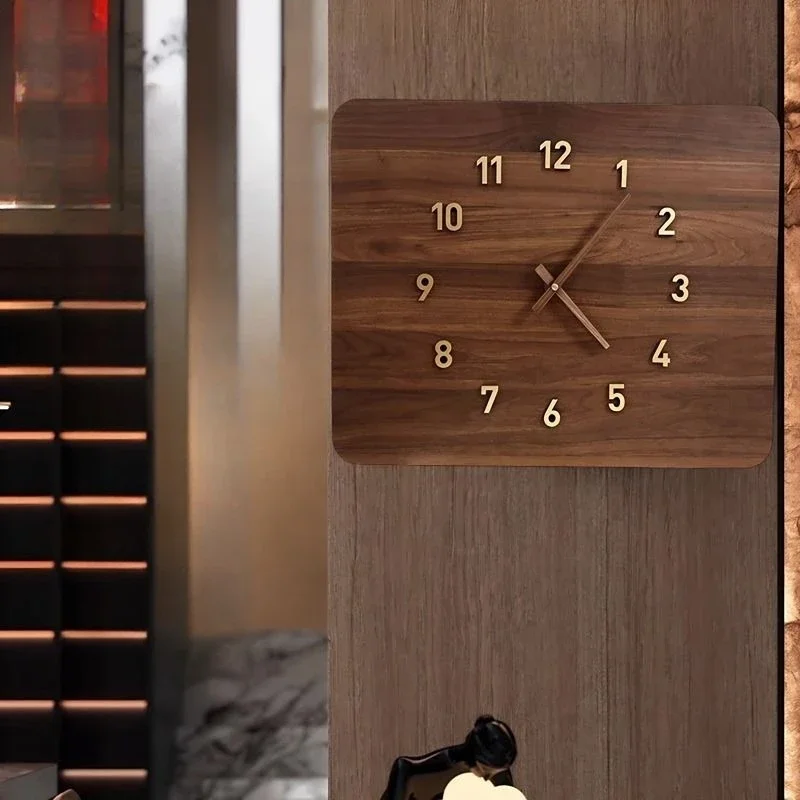 Walnut Electric Colour Meter Box Covering Decorative Wall Clock Retro Chinese-style Solid Wood Wall-mounted Creative Clock