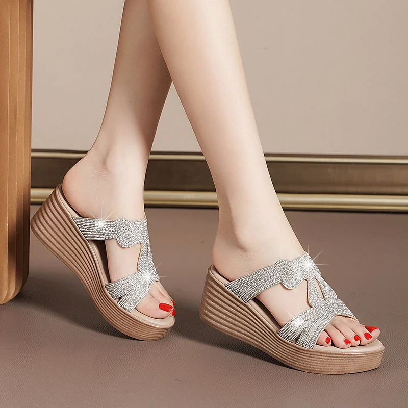 

2024 New Women Summer Comfort breathable Sandals Platform Shoes Wedge High Heel Open Toes Fashion Beach Causal Sandal