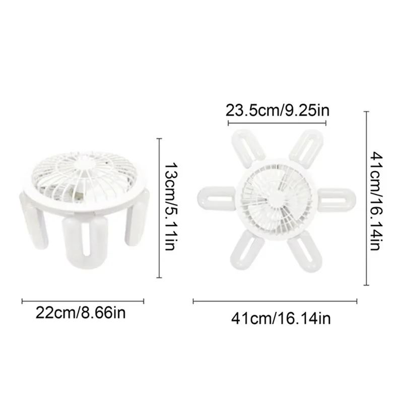 B58B-مقبس مروحة ضوء مراوح السقف الصغيرة قابل للتعديل سرعات للطي ورقة مصباح مع جهاز التحكم عن بعد 3 ألوان عكس الضوء LED لمبة