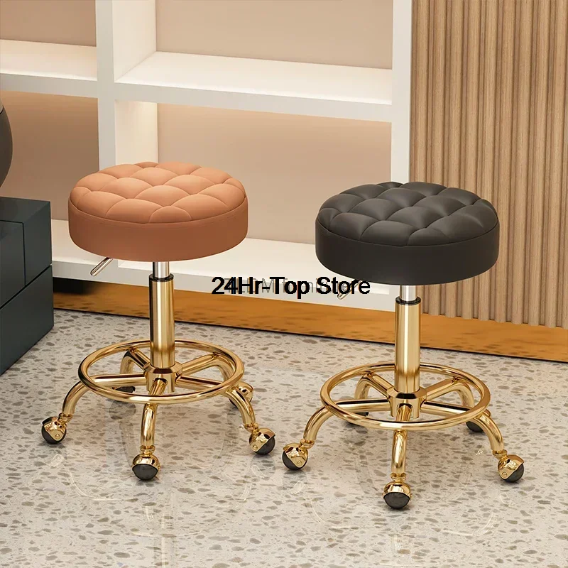 

Barber Salon Hairdressing Chairs Gold Beauty Makeup Chair Furniture Office Desk Stool With Wheels Swivel Lifting Round Stools