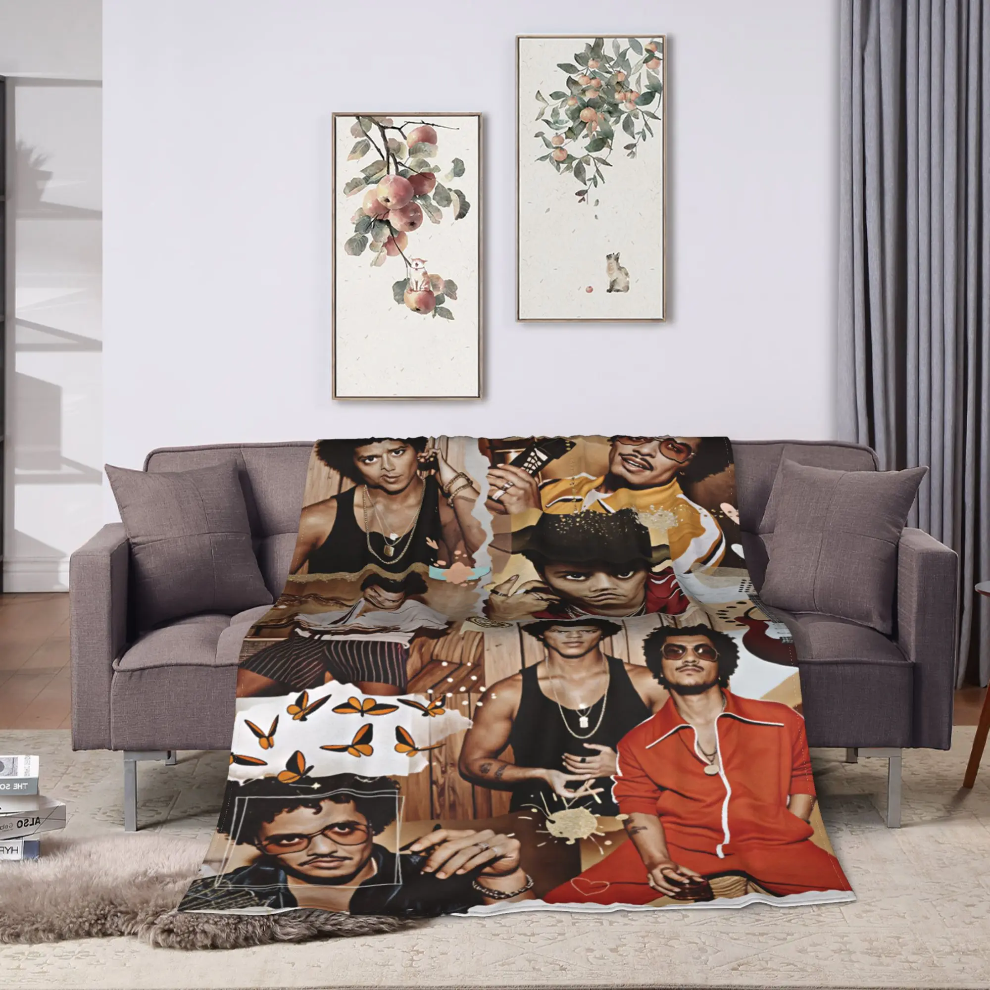 2026 Tour Bruno Mars American Blanket  Picnic Flannel Throw Blanket For Couch Bed Super Warm Customized Quality Bedspread Gift