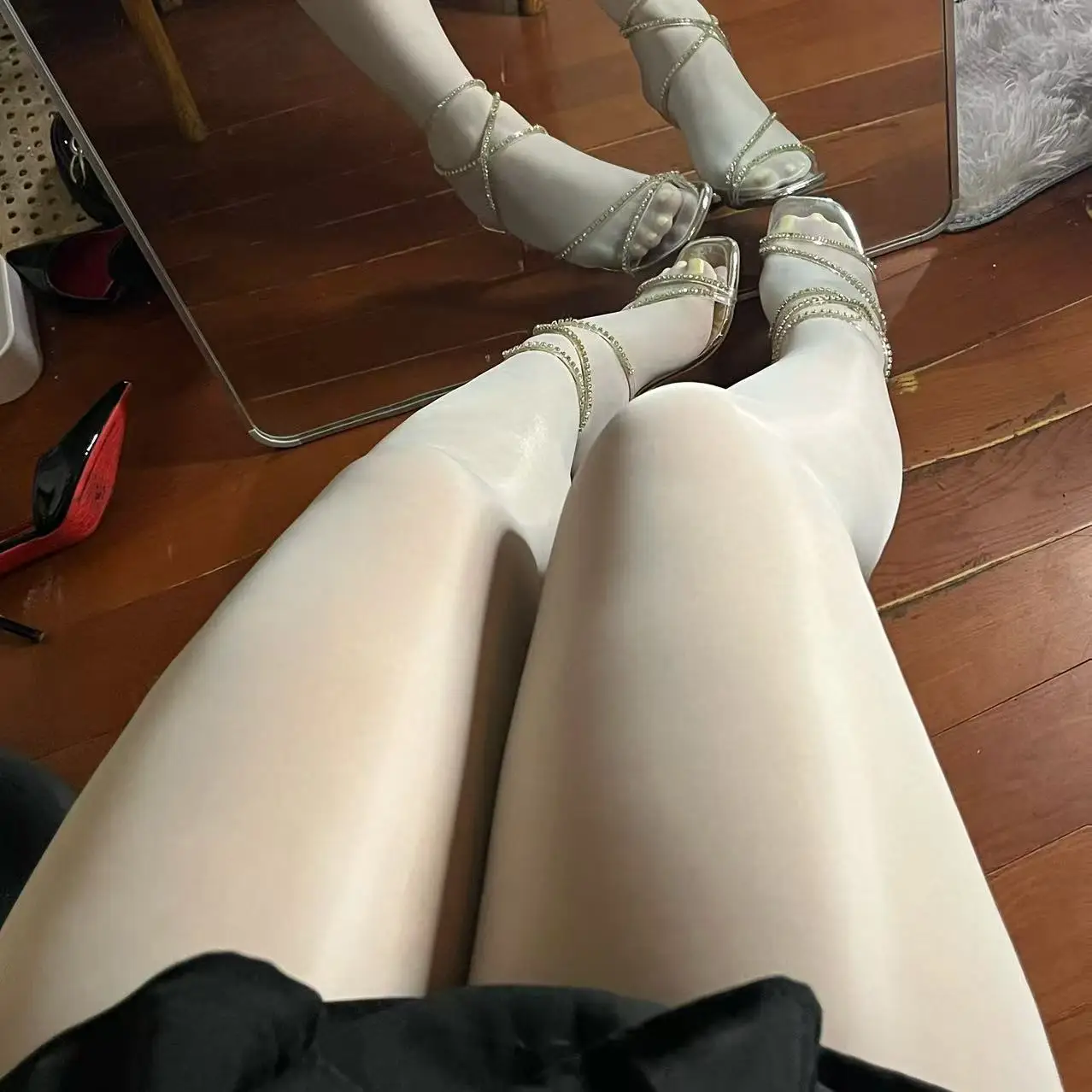 Plus Size Damen-Strumpfhose, schwarz, ein Paar, Ölglanz, hohe Taille, elastisch, durchsichtig, Leggings, sexy Pferdeöl-Strumpfhose