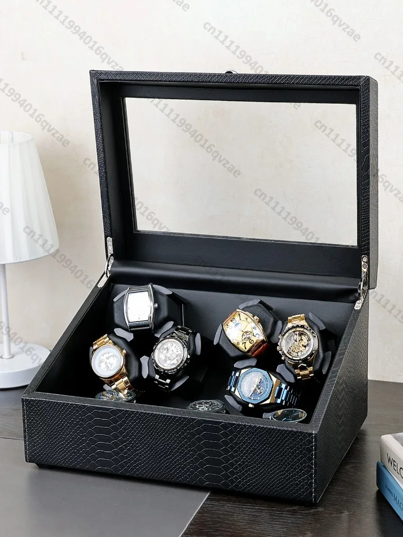 High-end Automatic Winding 6 Watch Shakers, Open Lid Self-stop Meter, Mechanical Watch Box