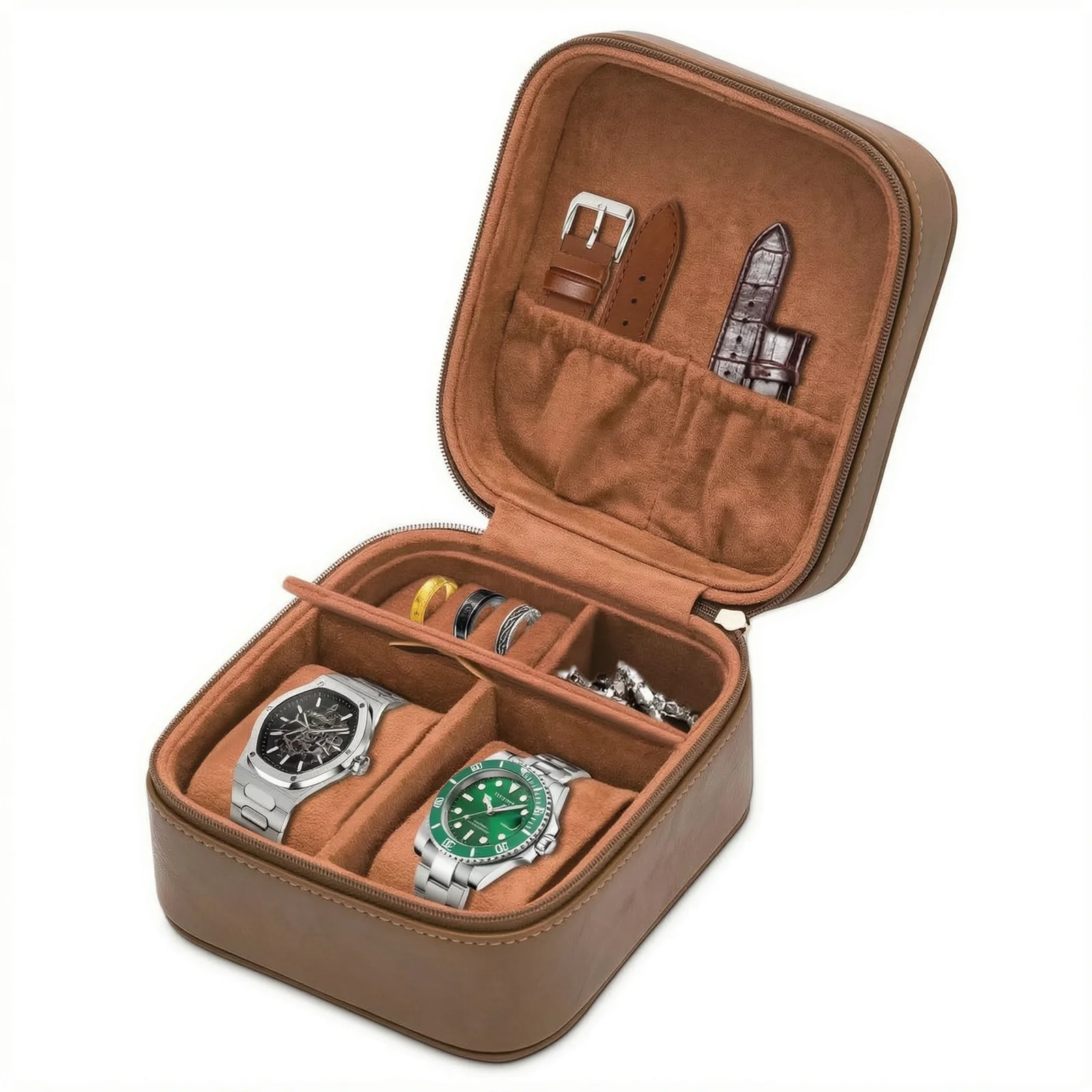 Watch Travel Case Versatile Travel Watch Case Box For Men With Accessory Storage Compartments