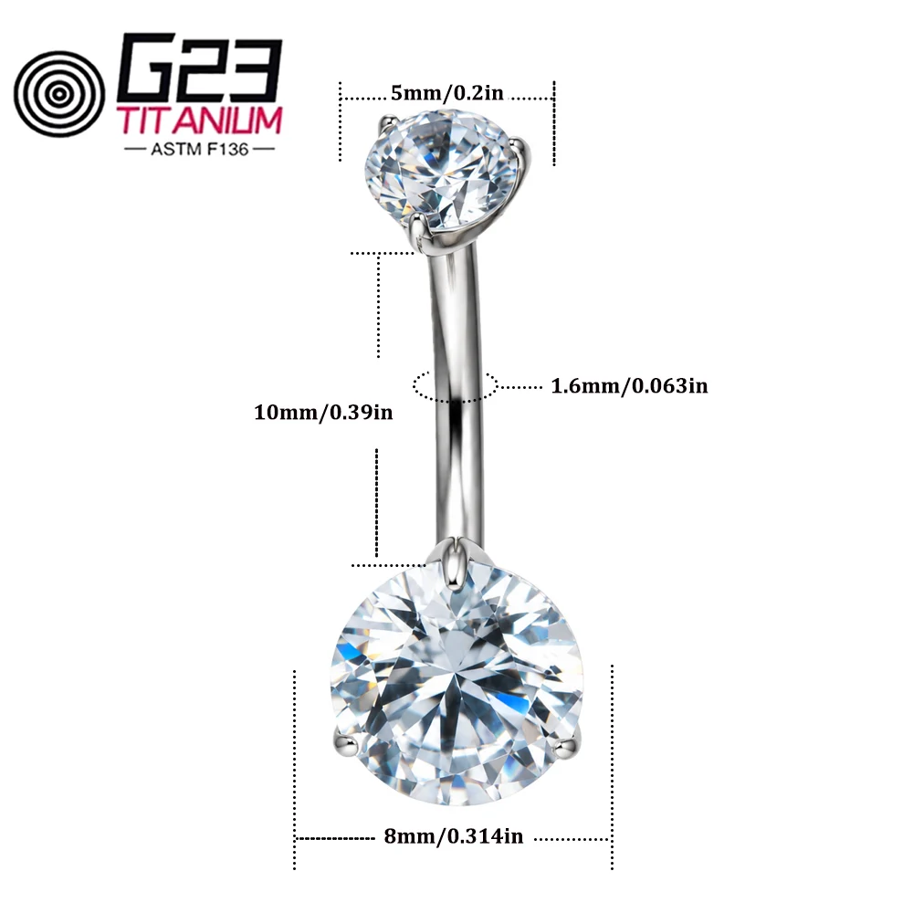 1PCS AB Crystal Belly Button Ring Zircon Round Navel Piercing Reverse Cute Belly Button Piercing Sexy Navel Ring