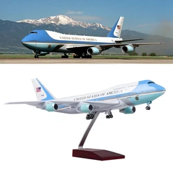 47cm Airplane Model Toys B747 Air Force One Airlines Model with Light and Wheel 1/150 Scale Diecast Plastic Alloy Plane