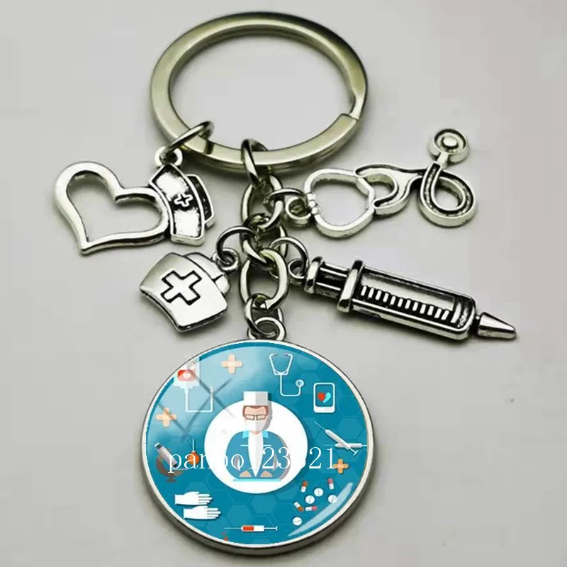 Cute medical examination keychain and love angel keychain personalized jewelry Thanksgiving gift keychain nurses and doctors