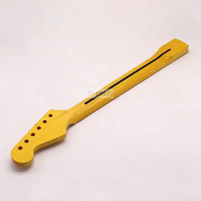 6-String 22-Fret Electric Guitar Neck with Maple Glossy Small Head Yellow Handle Instrument DIY Modification Professional Guitar