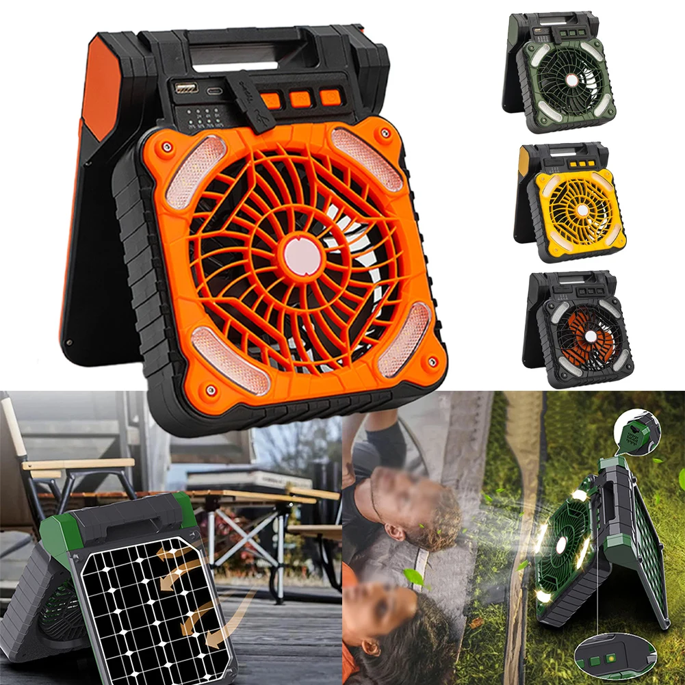 

Outdoor Camping Fan With Light Rechargeable Folding Desk Fan Camping Light 5200mah Outdoor Camping Accessories Practical