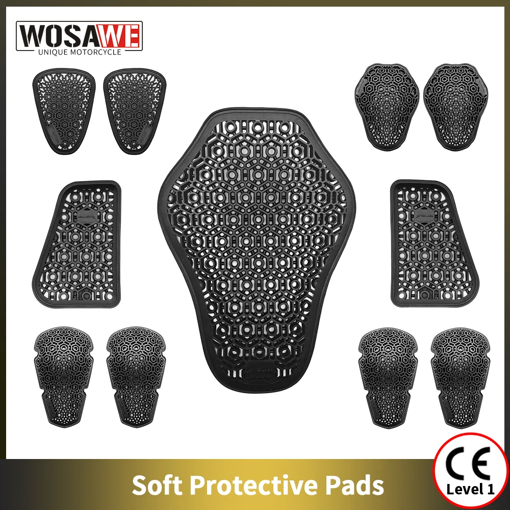 

WOSAWE Motorcycle Armor CE certified Jacket Insert Back Protector Chest Shoulder Pads Elbow Knee Protector Rider Protective Gear