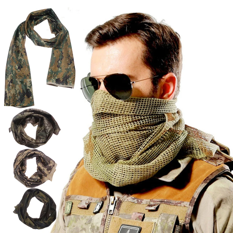 

Large Camouflage Scarf Sniper Hunter Mesh Face Scarf Men Riding Cycling Veil Camping Hunting Fishing Hiking Scarves
