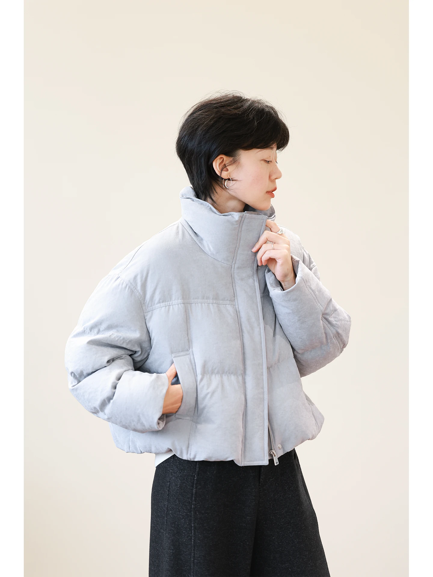 

Women's ort Puffer Jaet 90% White Goose down Light ey Warmth Bread Sle Winter Coat Casual Sle Zipper Closure Long S...