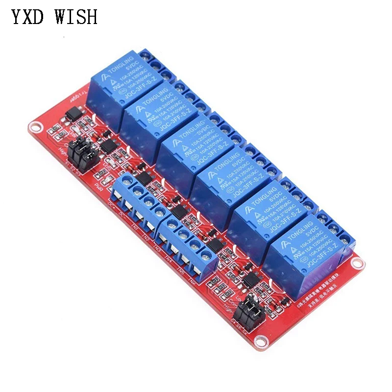 6 Channel Relay Module 5V 12V 24V High and Low Level Trigger Relay Control With Optocoupler 6 Way Relays DC 5 V 12 V 24 V Volt