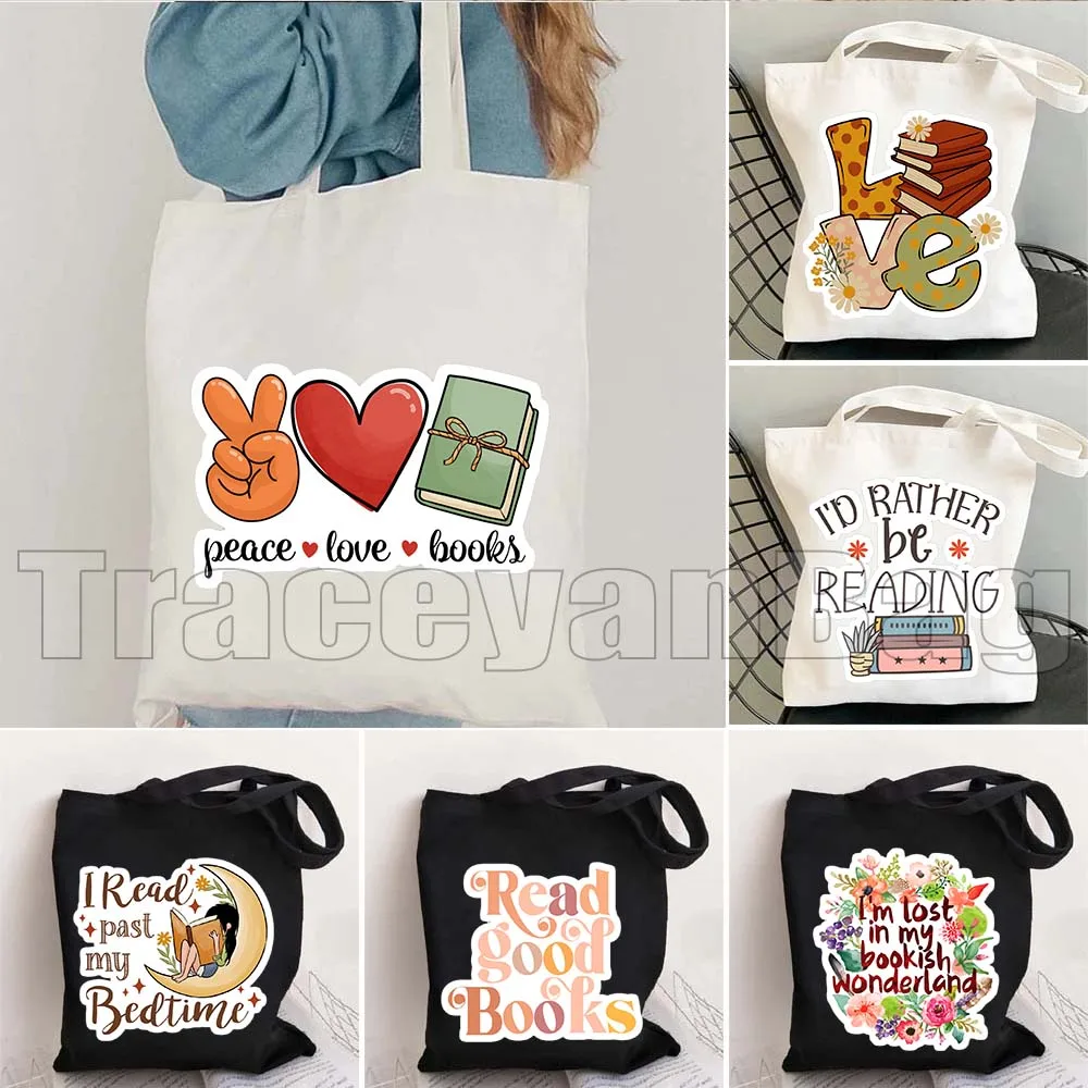 

I'd Rather Be Reading BOOKISH Floral Aesthetic Book Lover Flowers Cute Reading Gifts Canvas Shoulder Totes Bag Shopper Handbag